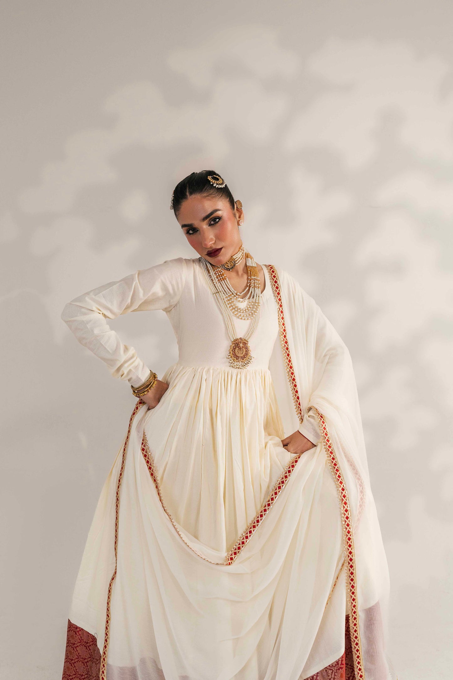 Classic embroidered long shirt for women