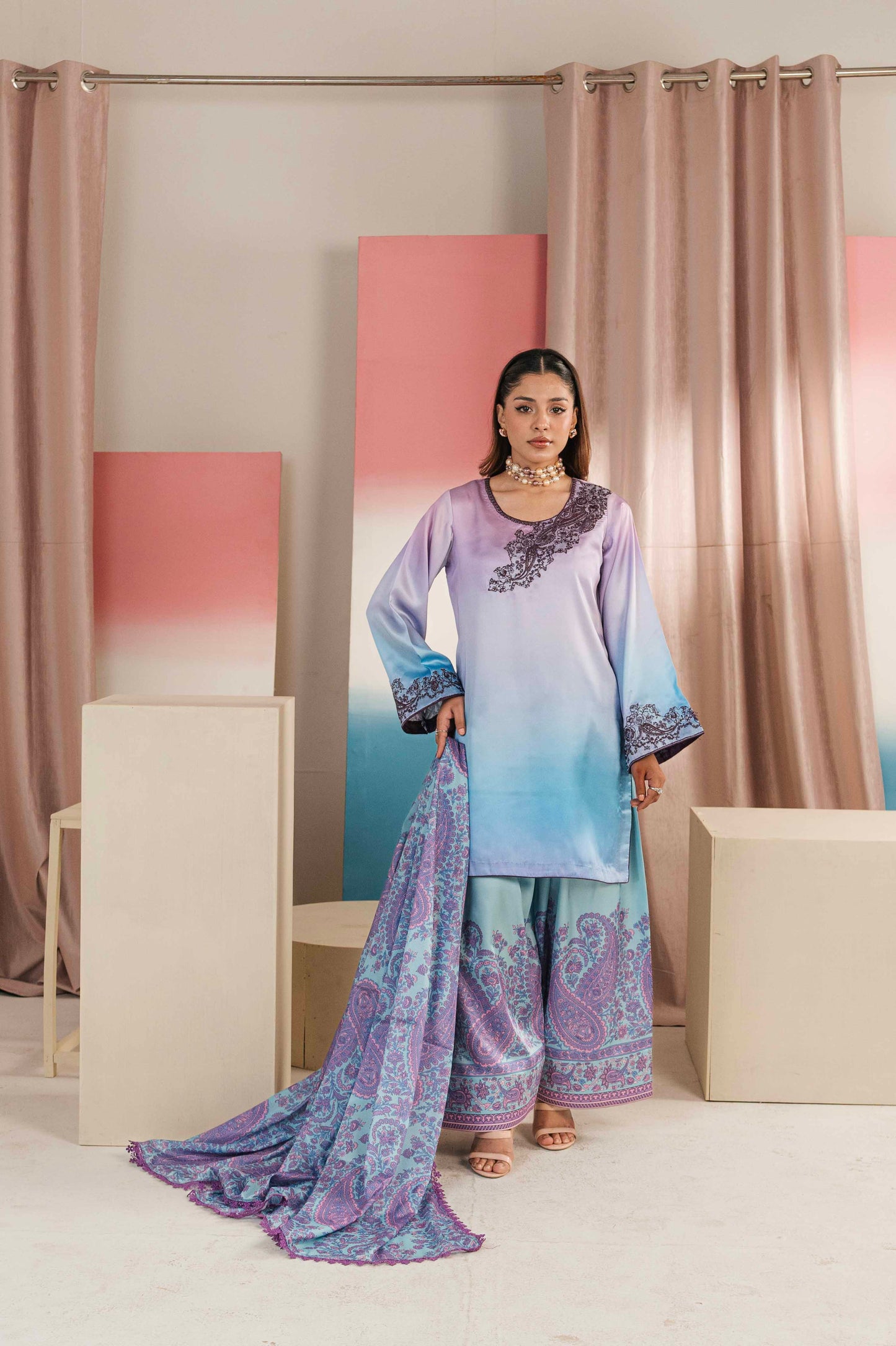 Trendy embroidered dress for ladies in vibrant colors