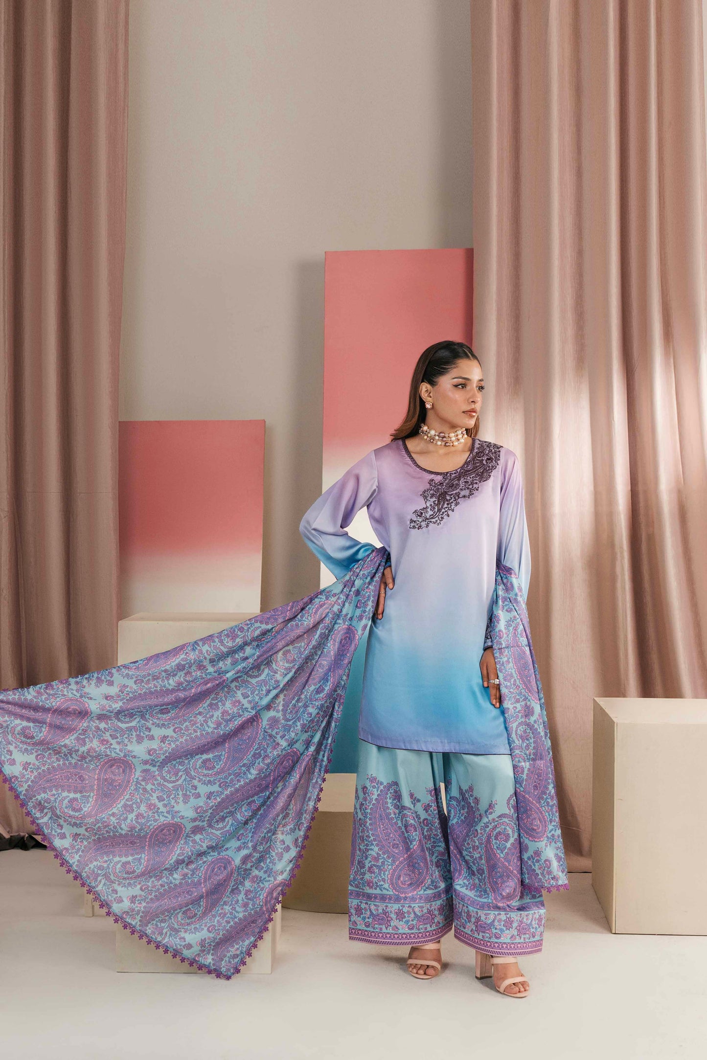 Trendy embroidered dress for ladies in vibrant colors