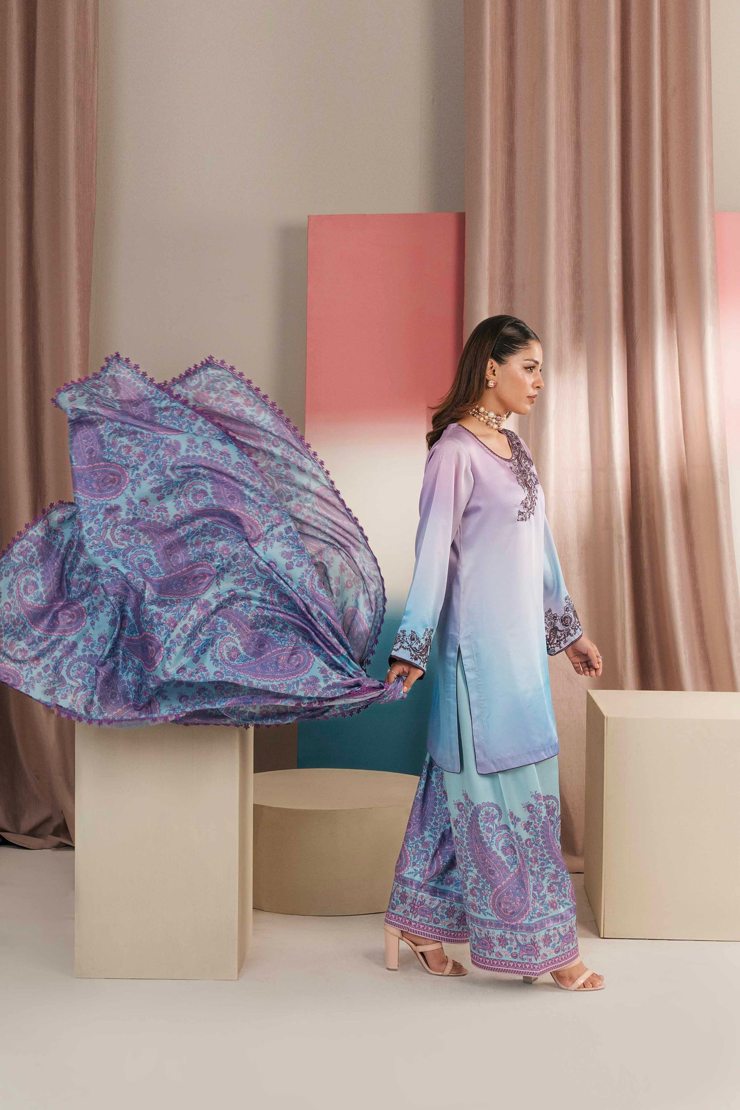 Trendy embroidered dress for ladies in vibrant colors