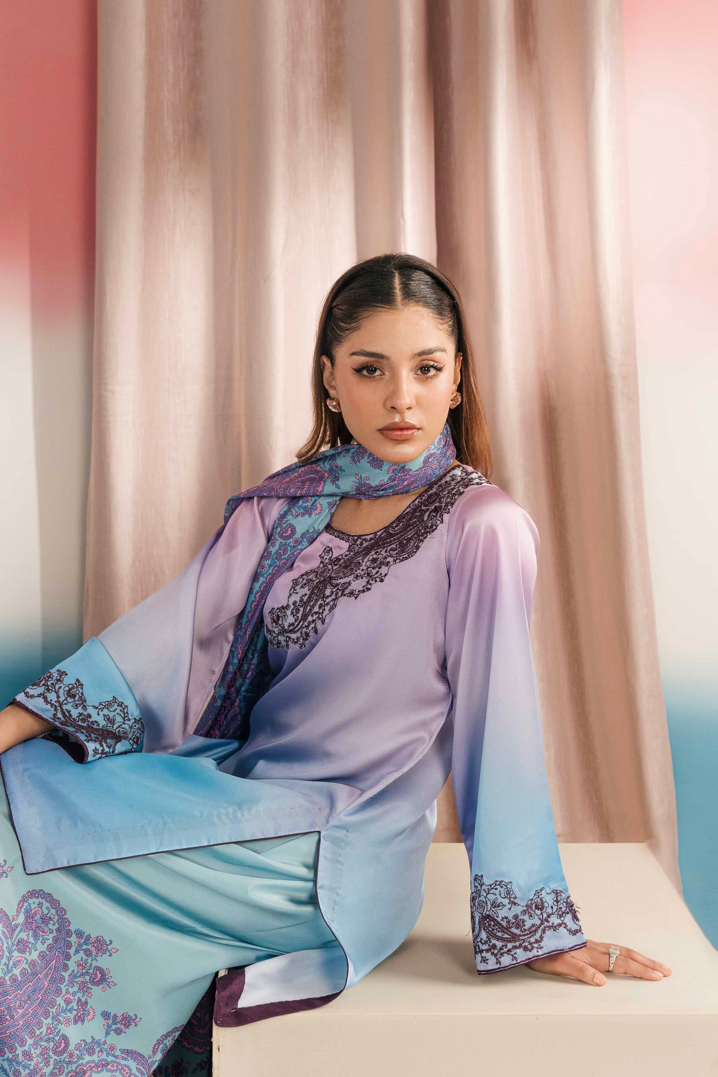 Trendy embroidered dress for ladies in vibrant colors